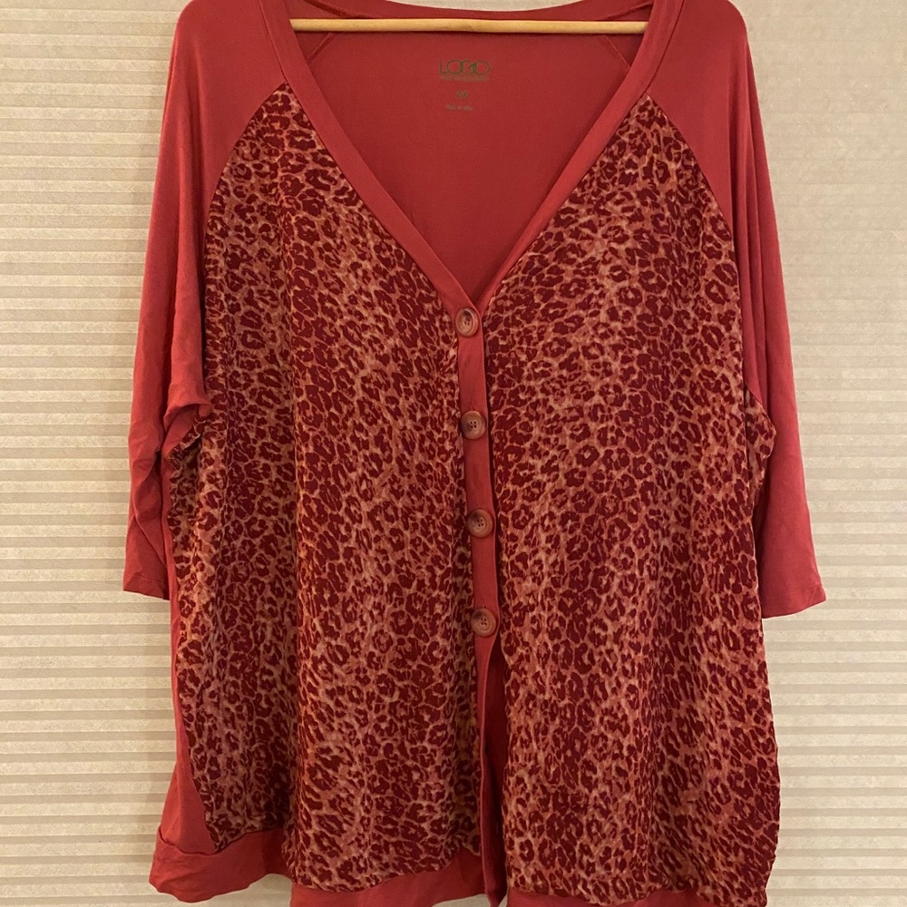 3/4 sleeve  leapord print cardigan top